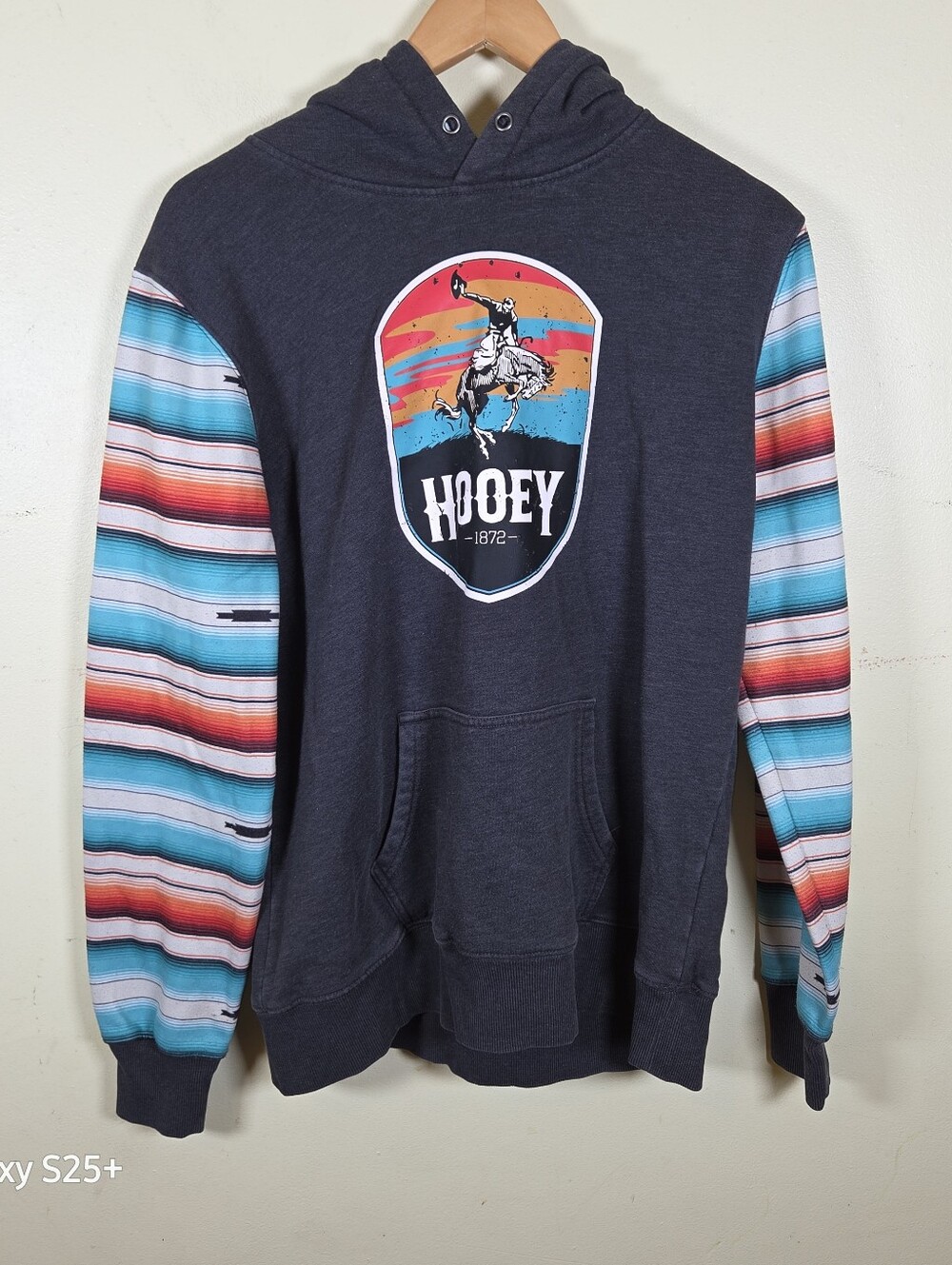 Hooey Hoodie Sweatshirt Cowboy Serape-striped sleeves Aztec Women's X Large